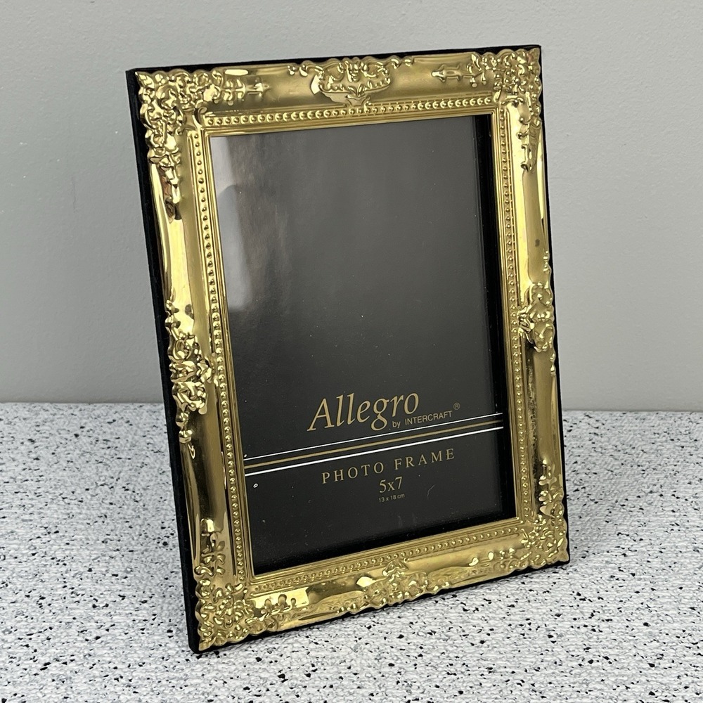 Allegro by Intercraft Gold Tone‎ Picture Photo Frame 5x7 Cottagecore Boho